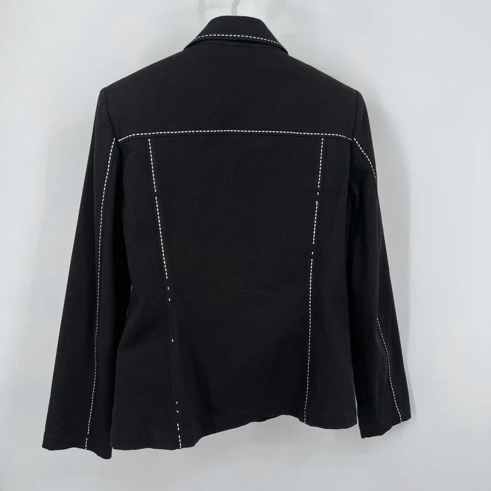 St. John Sport Black Trucker Jacket Paillettes Nautical‎ Ribbon Size M